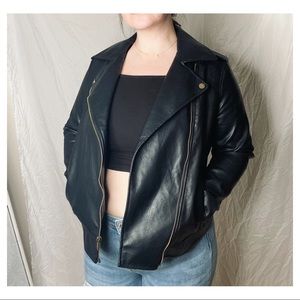 Vegan Leather Moto Jacket Size M
